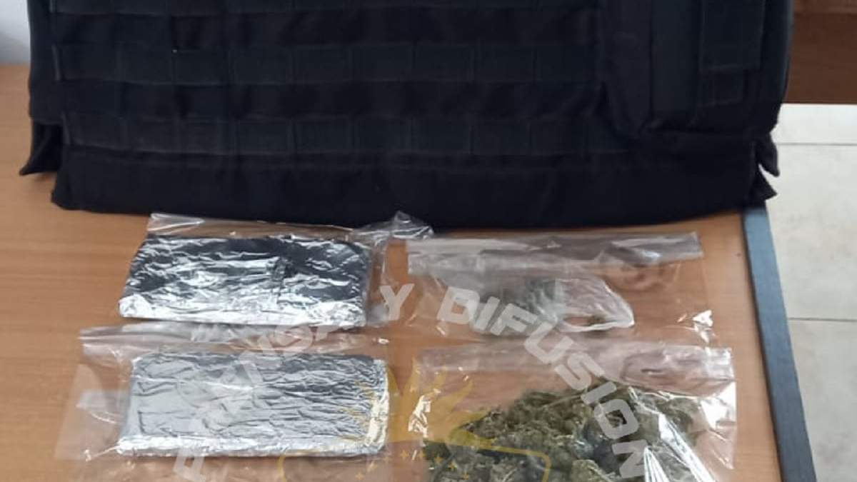 La marihuana fue detectada por la perra Bettina. Fuente (Policía de Neuquén)