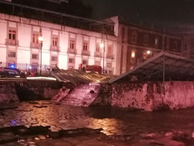 Colapsa parcialmente techumbre del Templo Mayor por acumulación de granizo