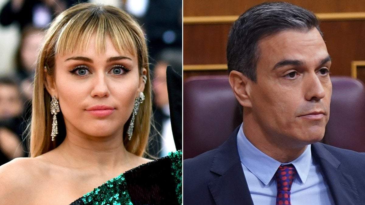 Pedro Sánchez y Miley Cyrus. Fuente: (Instagram)