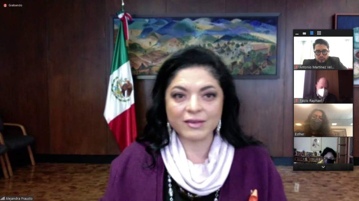 Alejandra Frausto, en la conferencia virtual