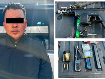 Sujeto viajaba en una camioneta sin placas y con una subametralladora; fue detenido en la GAM