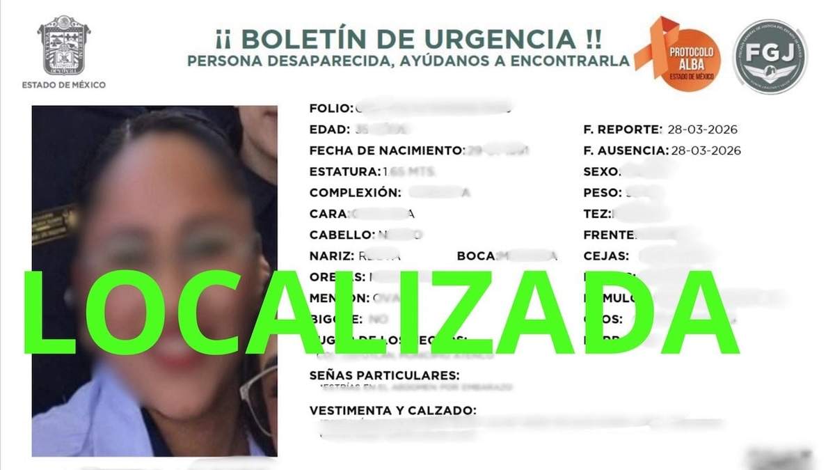 La Fiscalía confirmó que la mujer fue localizada con vida