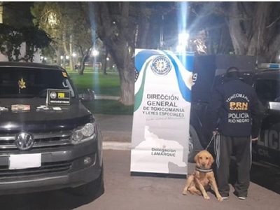Con el aporte de Roco, dos hombres fueron atrapados cuando transportaban droga