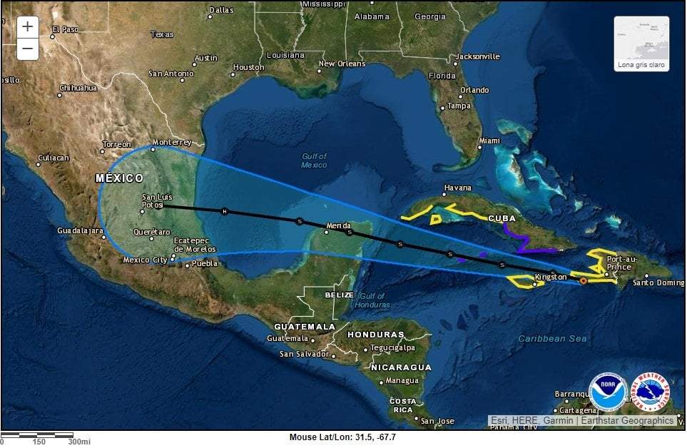 Trayectoria de Grace hacia México