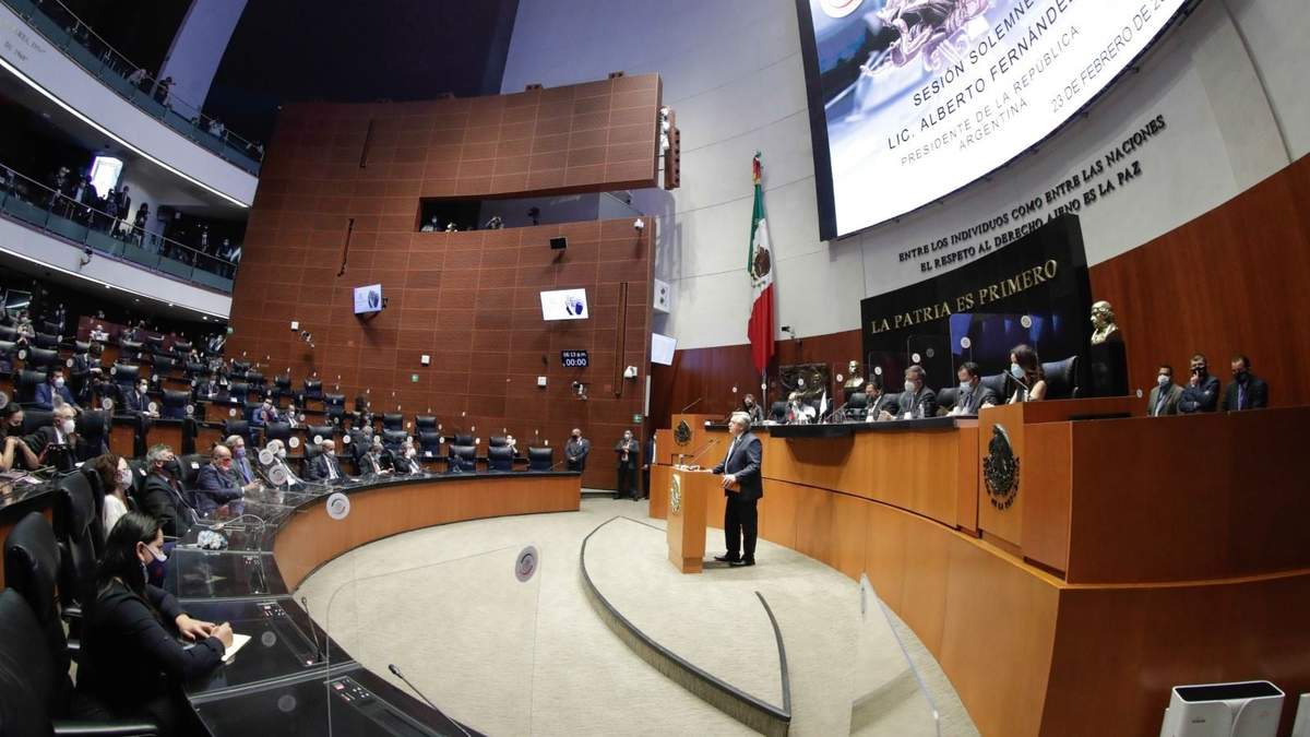 El presidente de Argentina, Alberto Fernández, en el Senado de la República