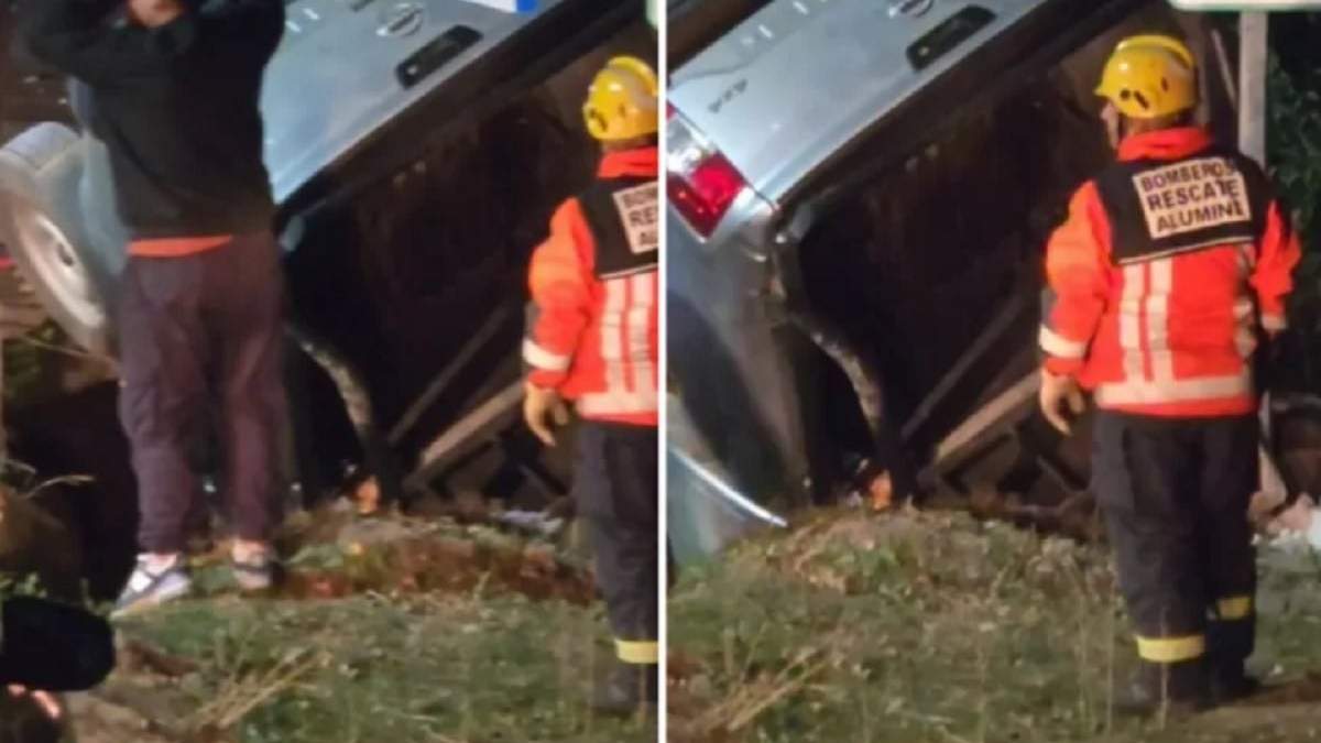 La camioneta quedó con la trompa en el lecho del arroyo Poi Pucón de Aluminé. Fuente: (X)