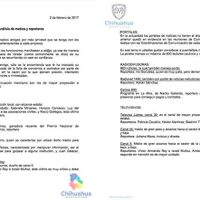Gobierno de Chihuahua difunde lista negra de periodistas 'de cuidado”