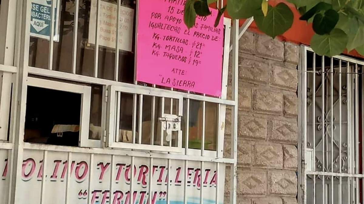 El mensaje en una de las tortillerías