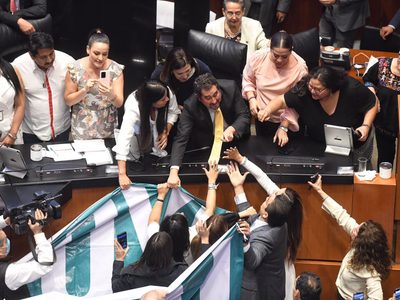 Acusan a senador morenista de agredir a manotazos durante toma de tribuna (Videos)