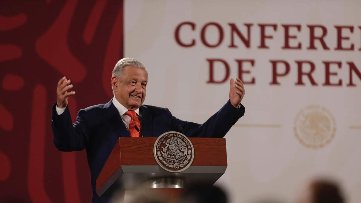 El presidente López Obrador durante la conferencia matutina de este lunes