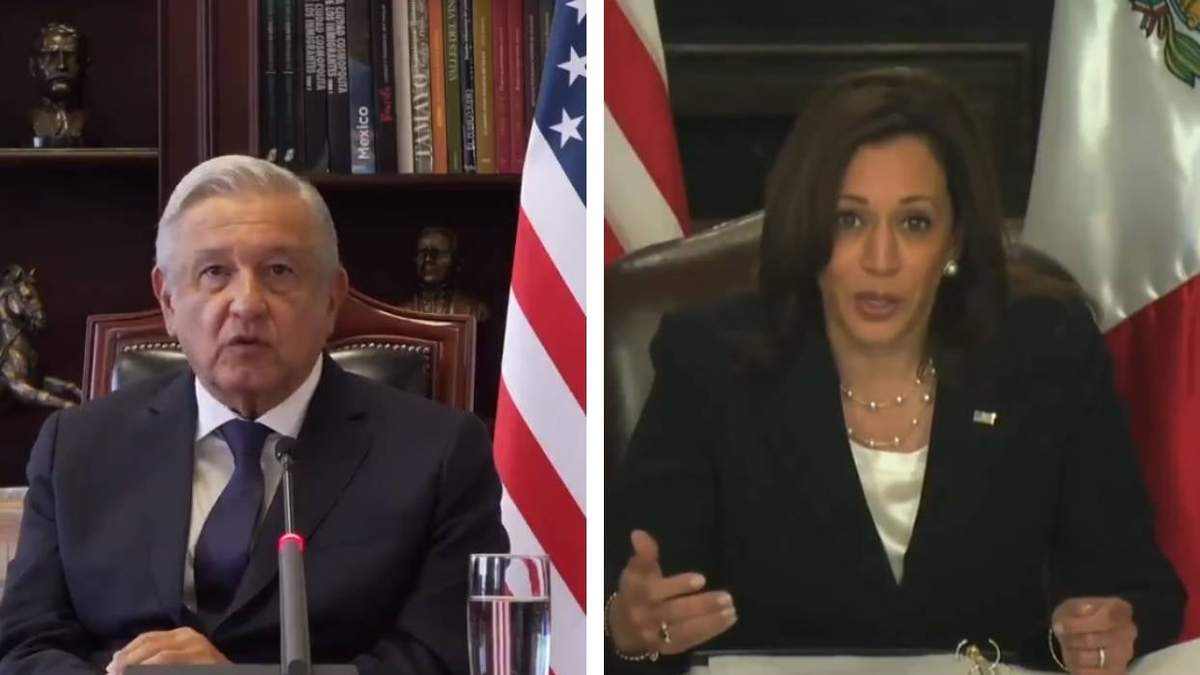 El presidente López Obrador y la vicepresidenta Kamala Harris