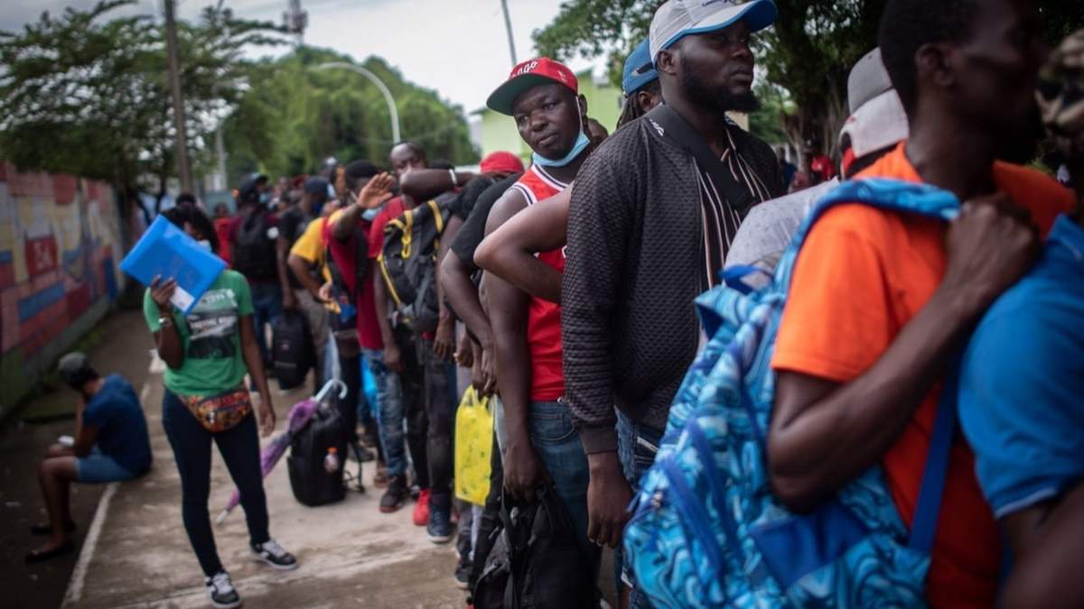 Haitianos en la caravana migrante