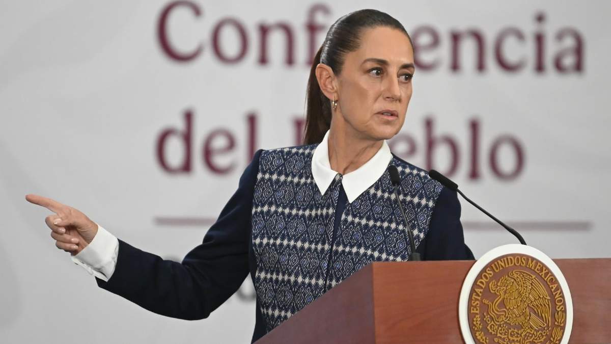 La presidenta Claudia Sheinbaum en la conferencia matutina de Palacio Nacional, el martes 14 de abril de 2026