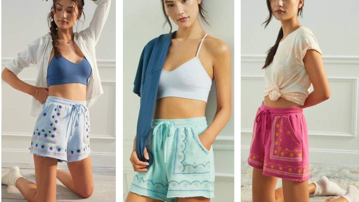 Los pantalones cortos "Marka embroidered shorts", vasados en la blusa Xaam nïxuy