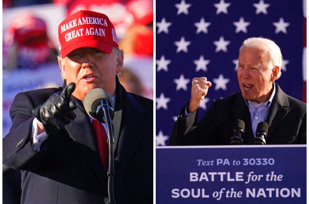 Trump y Biden en el último día de campaña previo a la elección