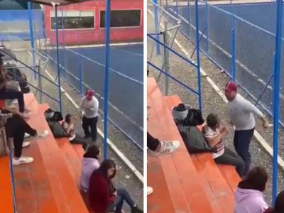 Sujeto encara y da puñetazos a adulto mayor en una cancha de futbol de SLP