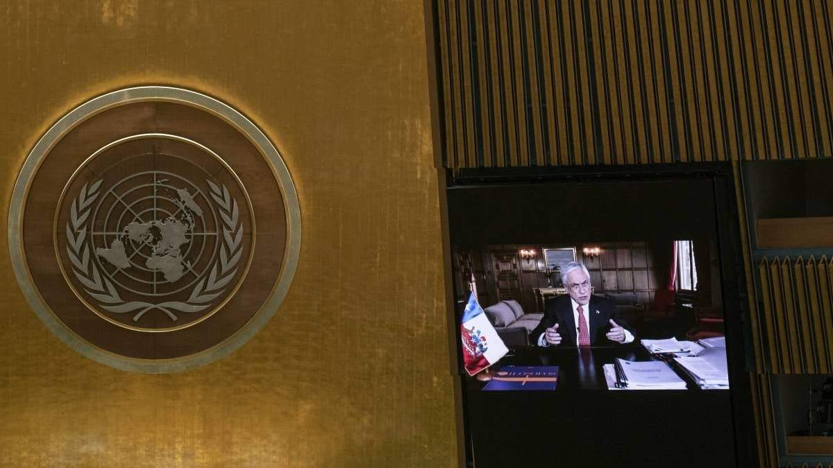 El presidente chileno dio su discurso a distancia en un mensaje grabado