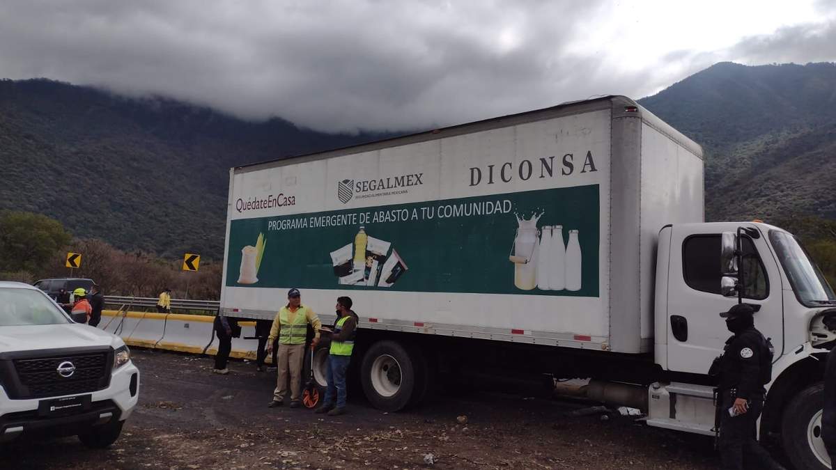 El camión accidentado