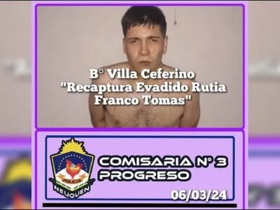 Recapturaron a uno de los fugados de la comisaría Tercera de Neuquén