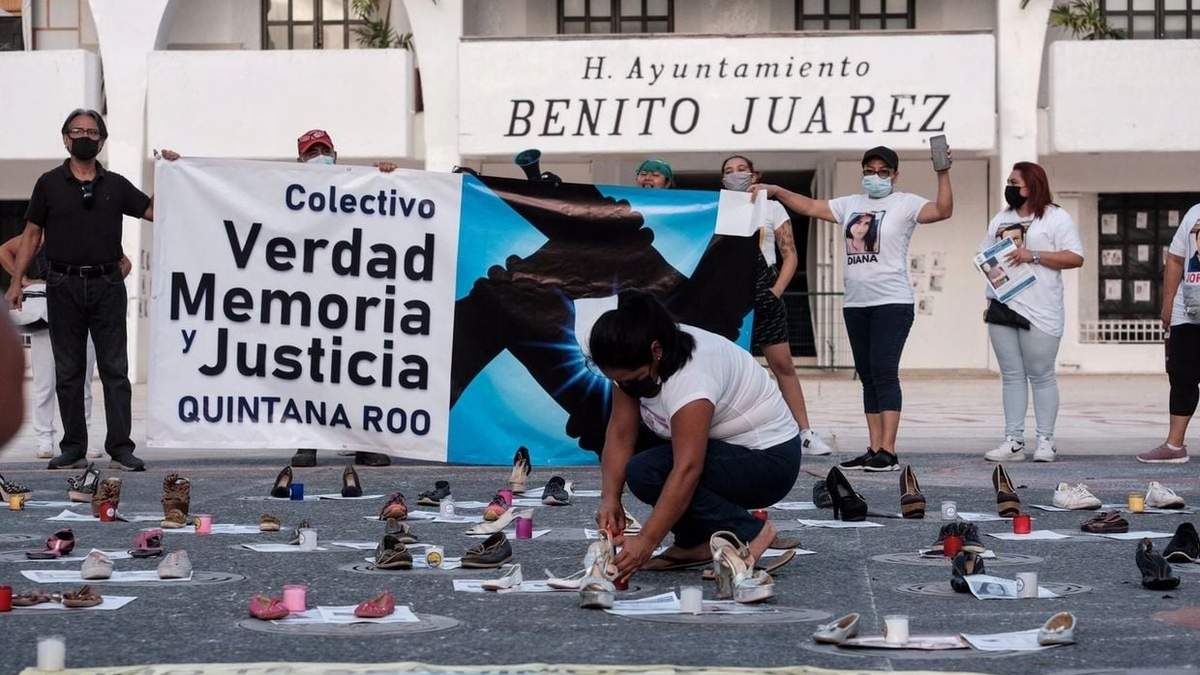 Una protesta del Colectivo Verdad, Memoria y Justicia de Quintana Roo