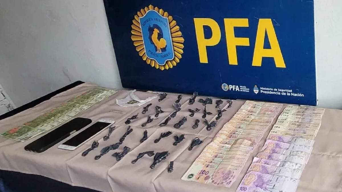Varias dosis de cocaína y de marihuana, además de dinero, fueron secuestrados por la Federal. Fuente (PFA)