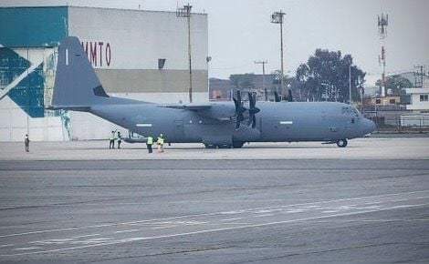 El avión militar Hércules en Toluca, el 17 de enero