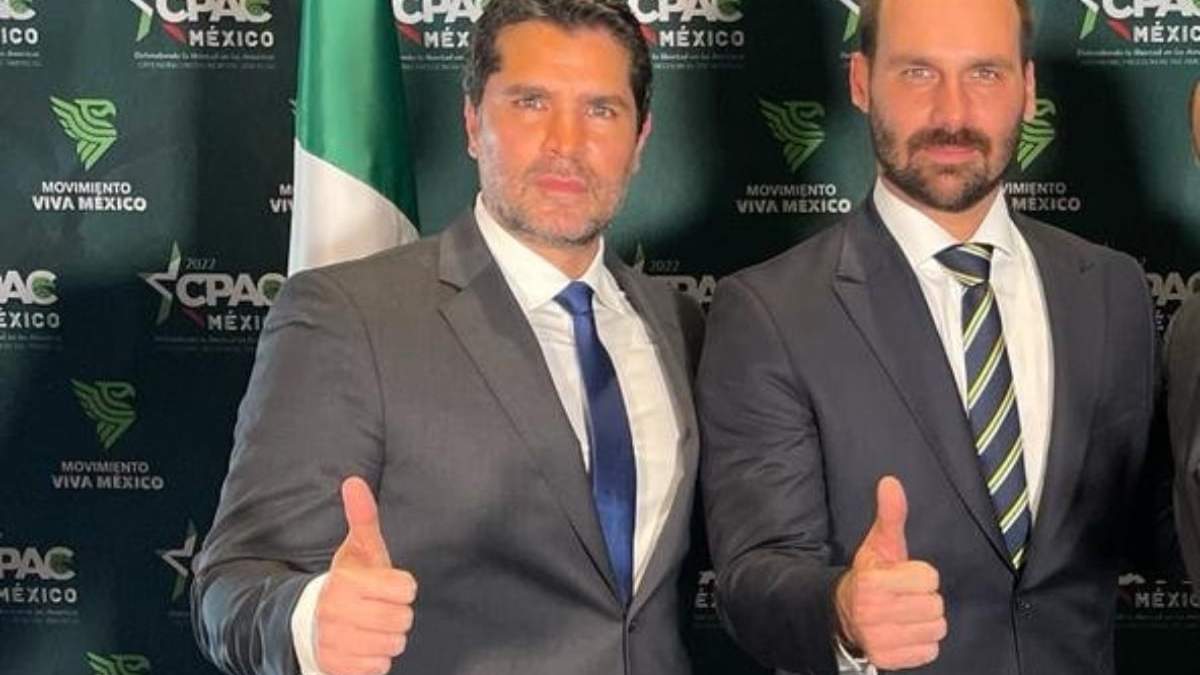 Eduardo Verástegui y Eduardo Bolsonaro, diputado e hijo del presidente de Brasil, Jair Bolsonaro
