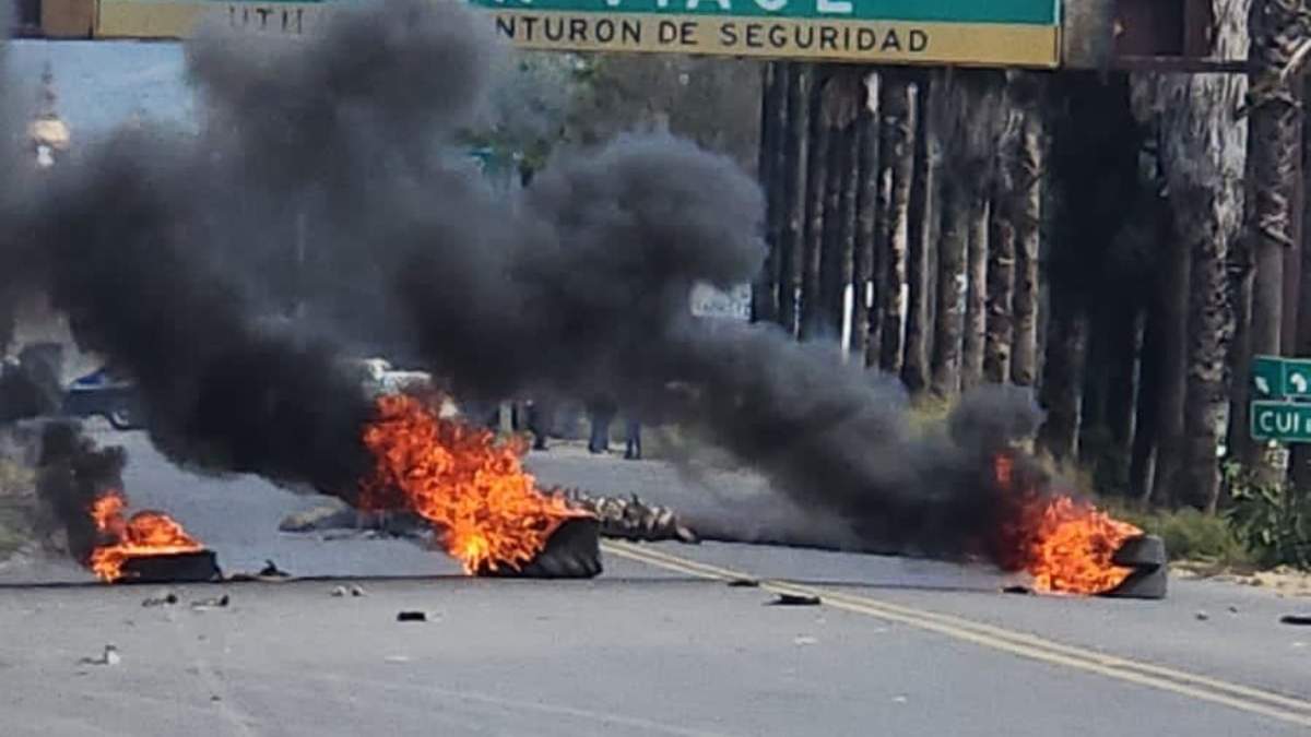 Un bloqueo carretero en Ocotlán, Jalisco