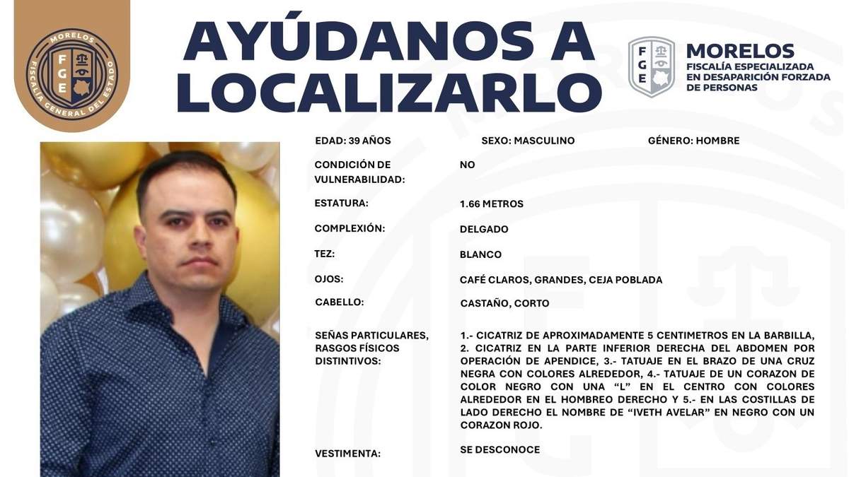 Ficha de desaparición del abogado penalista Esli Alí Hernández Reyes