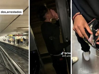 Jóvenes viajan sin permiso en cabina del Metro; dan "mordida" a policía para evitar arresto (Video)