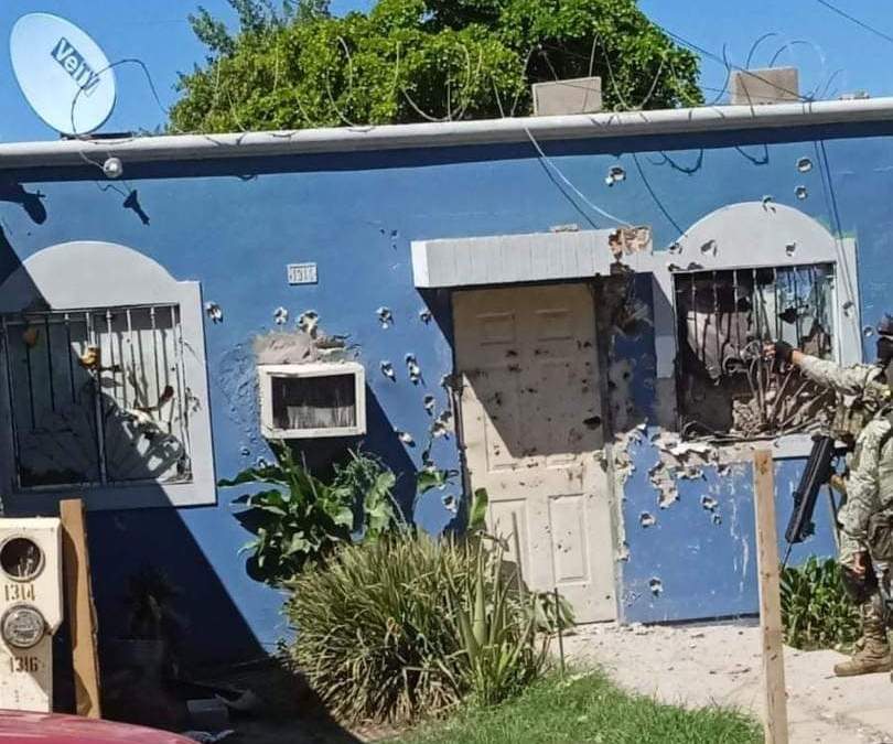 Una de las viviendas baleadas en Cajeme