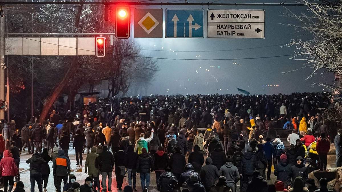 Protestas en Kazajistán. Fuente: (Twitter)