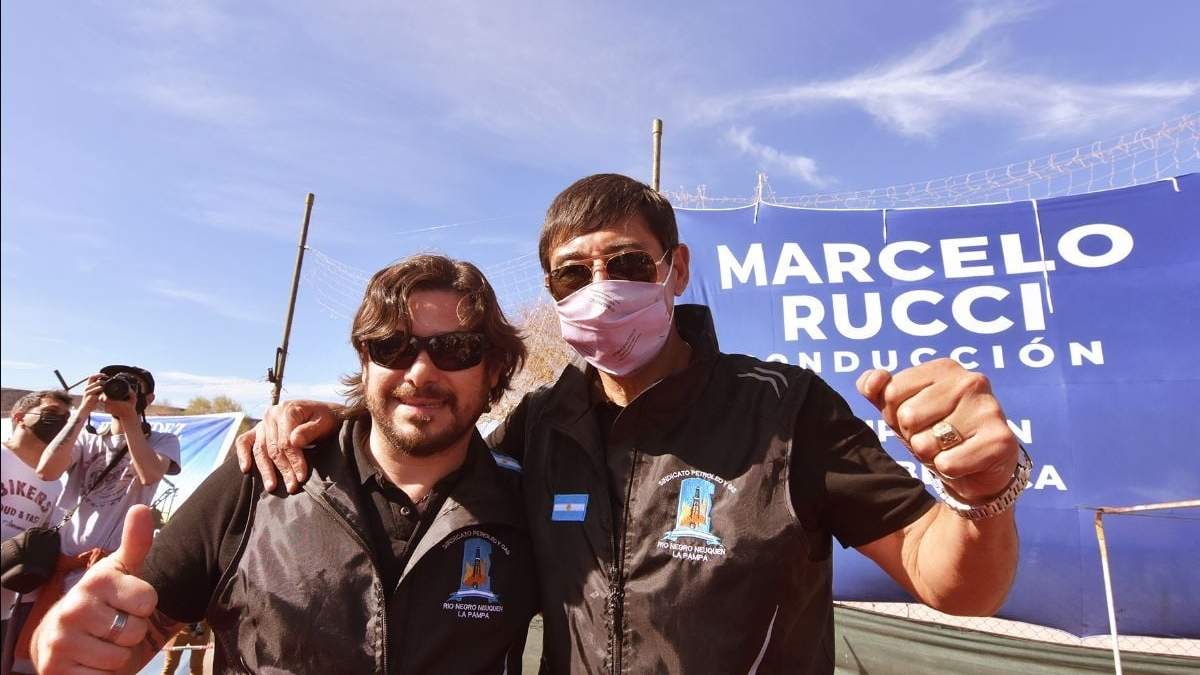 Ricardo Dewey y Marcelo Rucci, dirigentes del sindicato petrolero. Fuente: (Twitter)