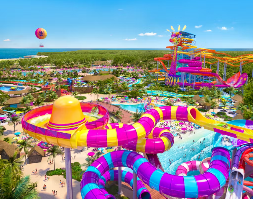 Render del parque acuático Perfect Day de la trasnacional Royal Caribbean