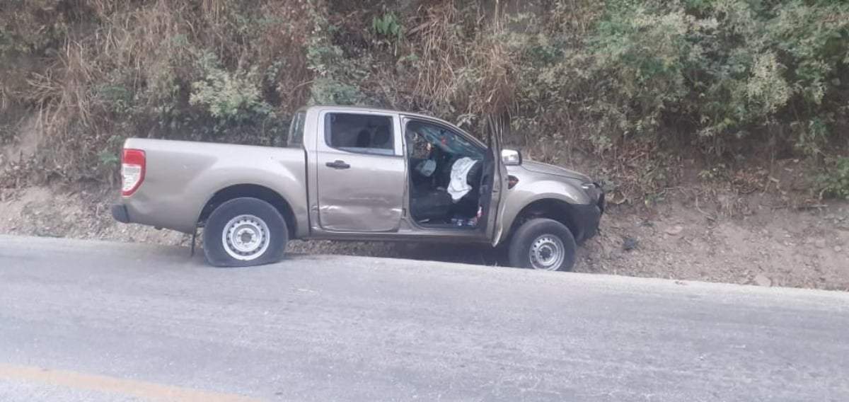 Una camioneta baleada en Chiapas