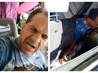 Se viraliza video grabado por un hombre que quedó prensado en un choque en Atlixco