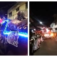 Se viraliza video de un desfile navideño del CJNG donde reparten regalos a la gente