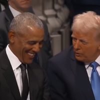 Trump y Obama se muestran risueños en el funeral de Jimmy Carter (Videos)