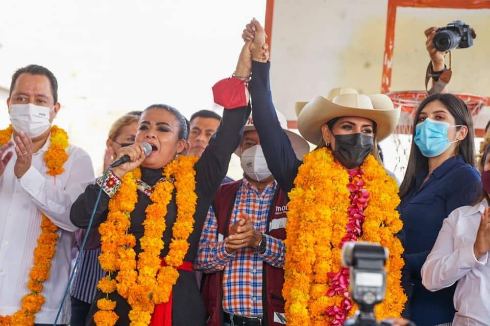 Evelyn Salgado en campaña en Guerrero