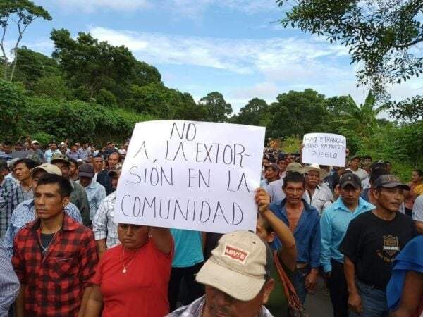 Manifestantes en Nueva Palestina, Ocosingo