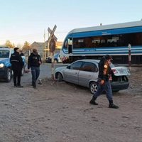 Choque con el Tren del Valle en Neuquén: un auto cruzó sin mirar y sufrió graves daños