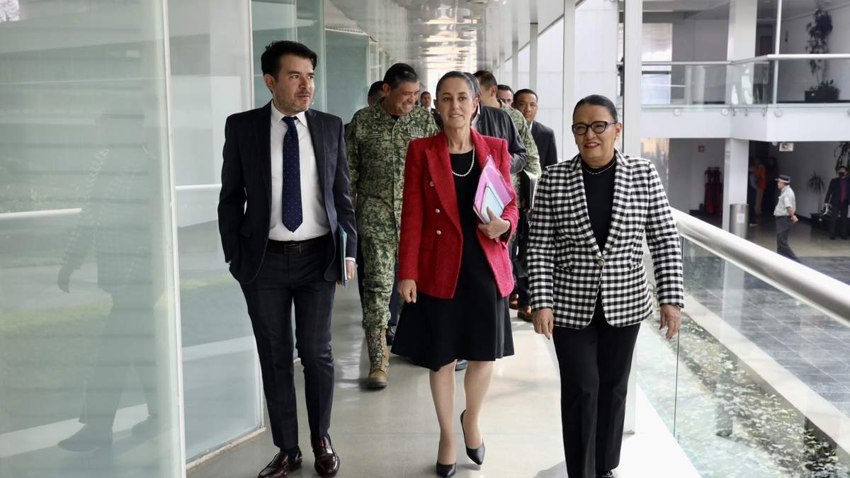 Reunión entre Sheinbaum, Rodríguez y miembros del Ejército