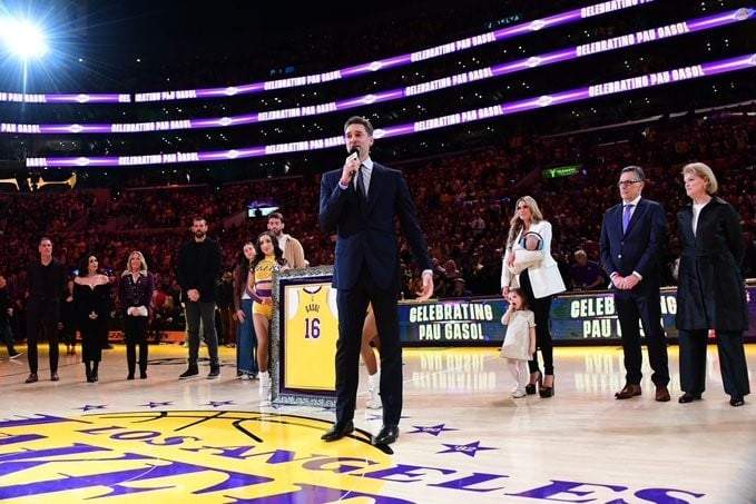 El exjugador español Pau Gasol, ya leyenda de los Lakers