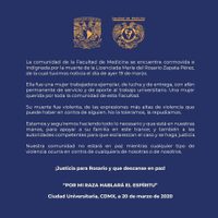 La UNAM exige justicia para Rosario, hallada enmaletada en Coyoacán