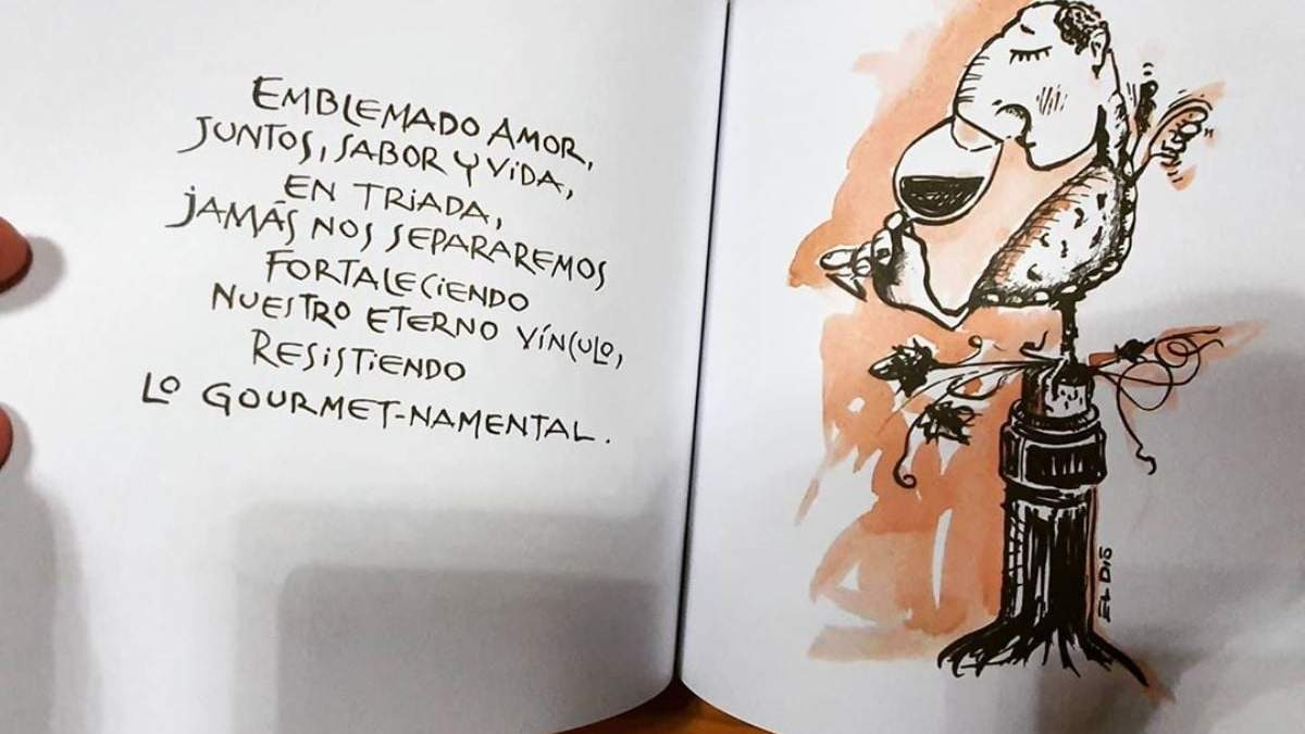 Libro de arte y viino. Fuente: (Instagram)