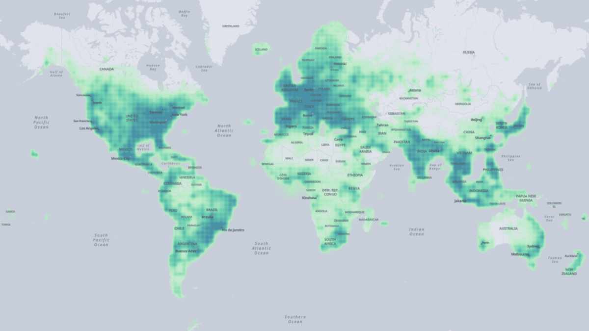 Mapa de datos de lugares de Overture