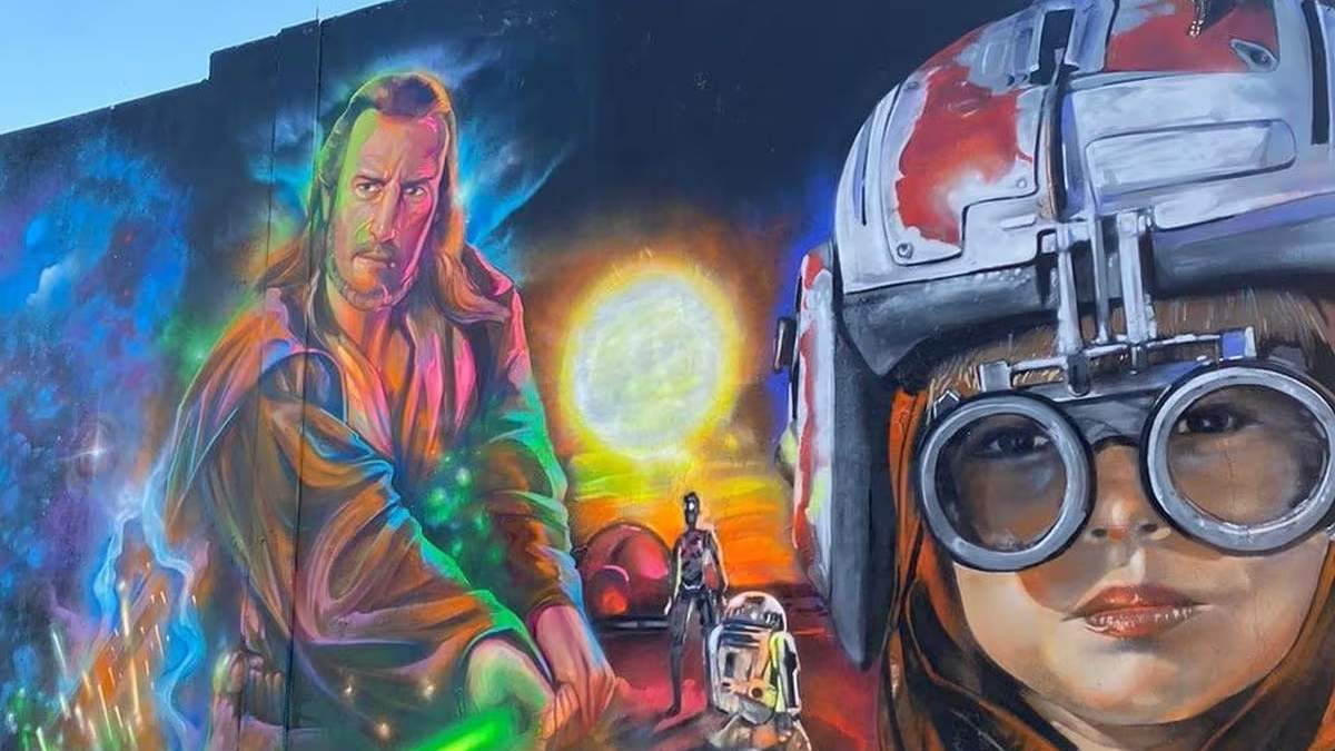 Artistas urbanos inauguran extenso mural en honor a los 25 años del episodio uno de Star Wars