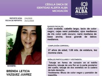 Detienen a expareja de Brenda Leticia, desaparecida en noviembre en Michoacán
