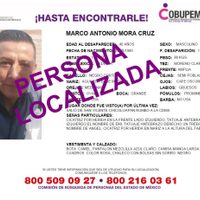Artículo 19 informa que fue localizado el periodista Marco Antonio Mora Cruz