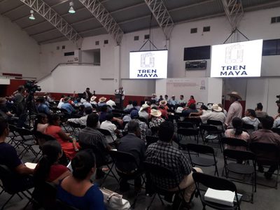 En asamblea sobre el Tren Maya, comunidades de Tabasco demandan acceso a luz y agua
